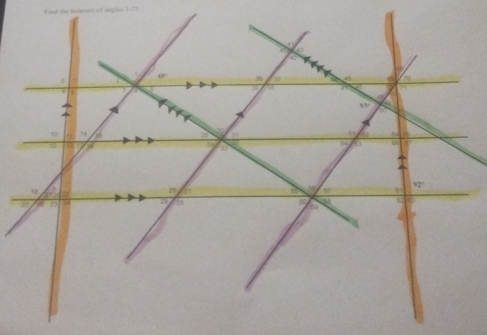 Find the measure of angles 1-73