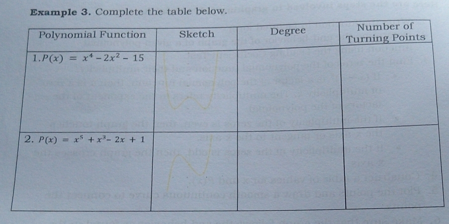 Example 3. Complete the table below.