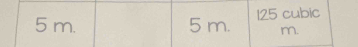 5 m. 5 m. 125 cubic
m.