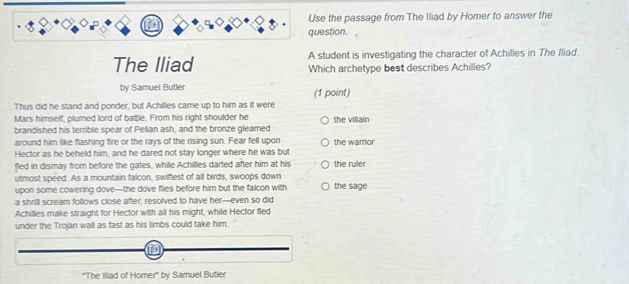 Solved: Use the passage from The Iliad by Homer to answer the question ...