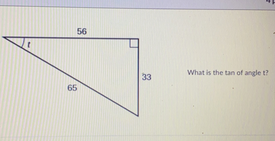 What is the tan of angle t?