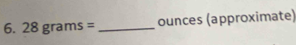 28grams= _ ounces (approximate)