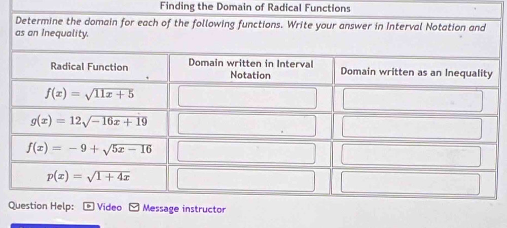 Finding the Domain of Radical Functions
Qor