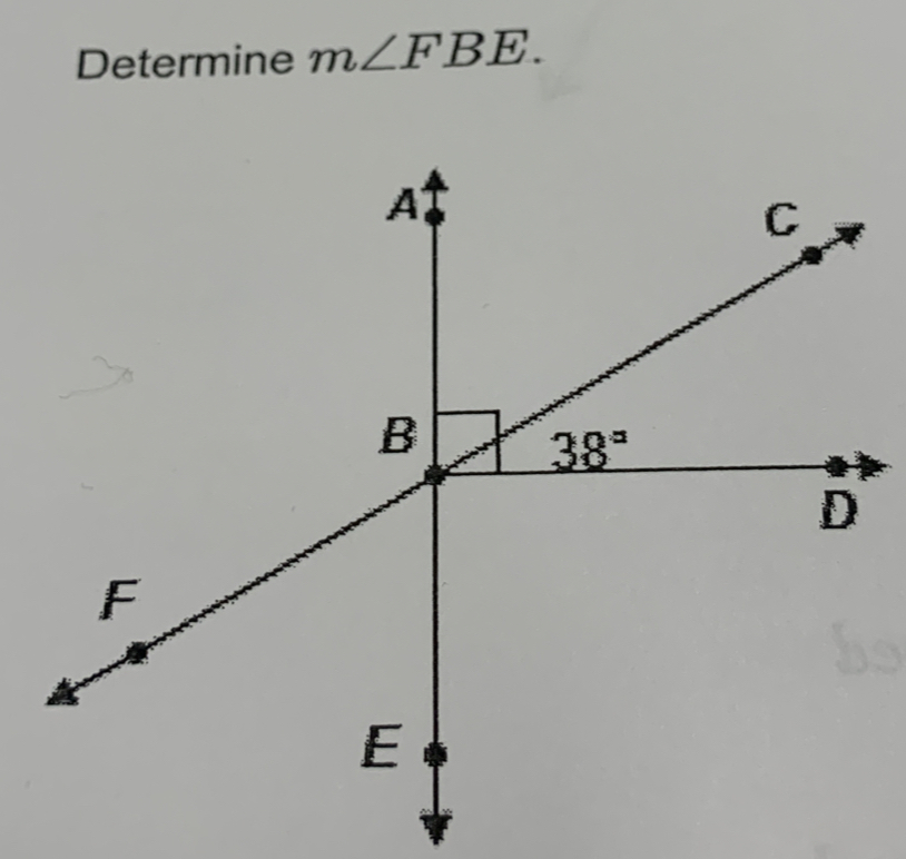 Determine m∠ FBE.