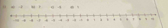 1 3 a) -2 b) 7 c) -5 d) 1