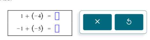 1+(-4)=□
× 5
-1+(-5)=□