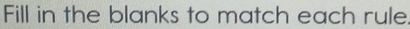 Fill in the blanks to match each rule