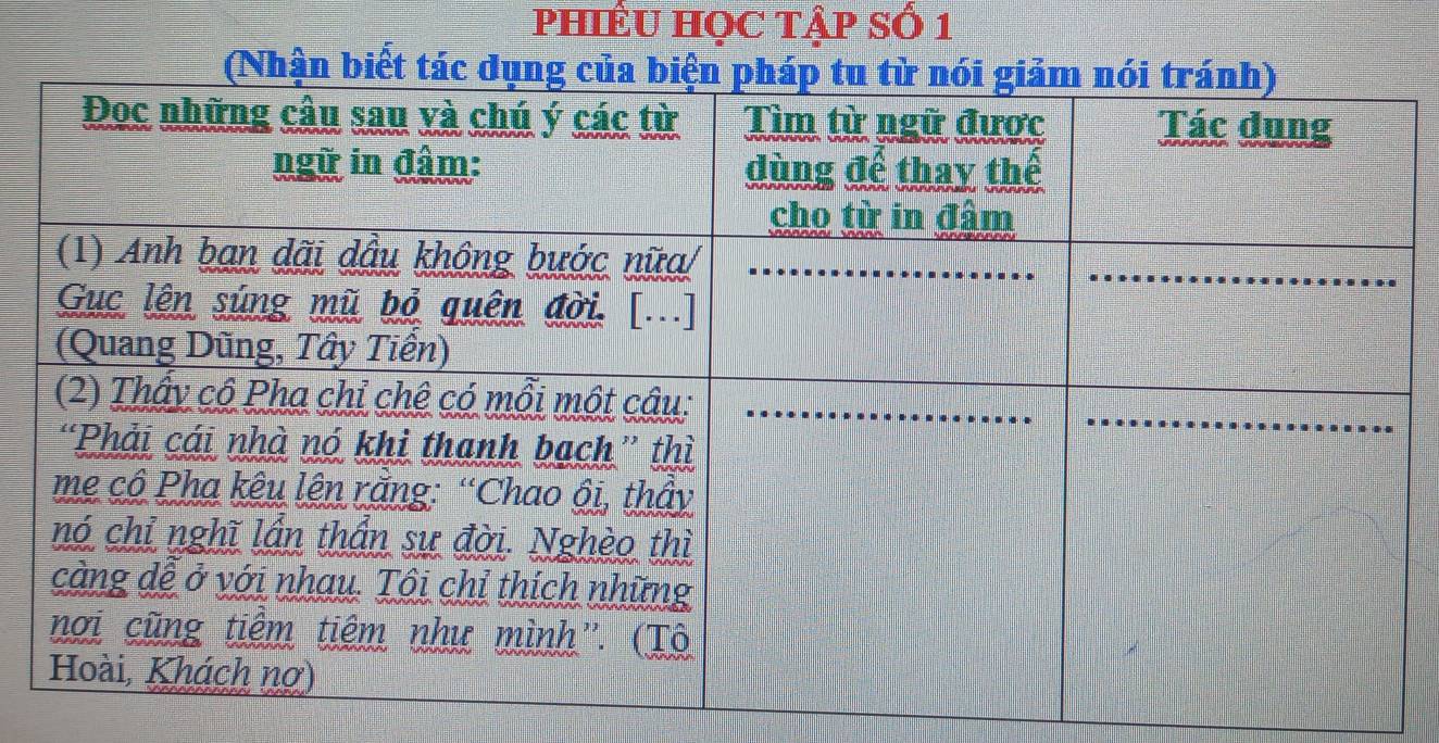 pHIÊU HọC TậP Số 1