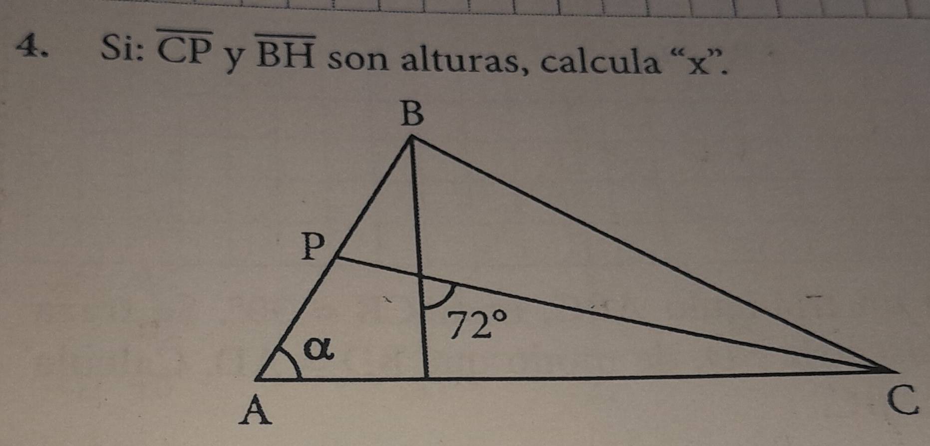 Si: overline CP overline BH son alturas, calcula “x”.