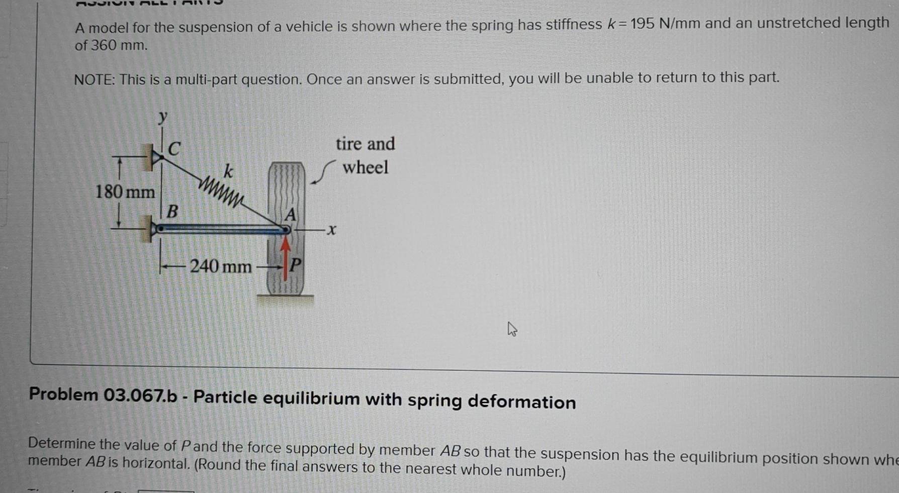 Solved: A model for the suspension of a vehicle is shown where the ...