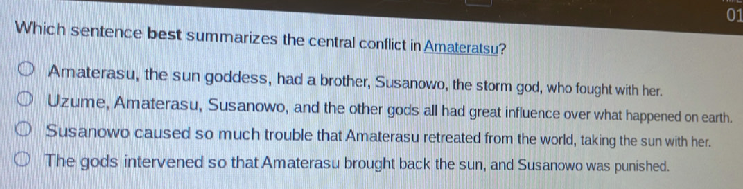 Solved: Which sentence best summarizes the central conflict in