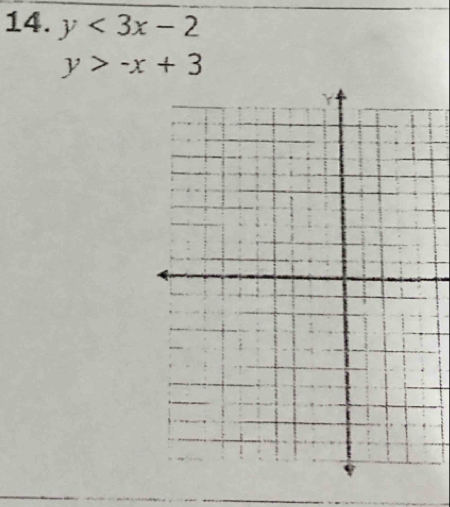 y<3x-2</tex>
y>-x+3