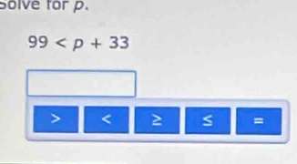 Solve for p.
99

=