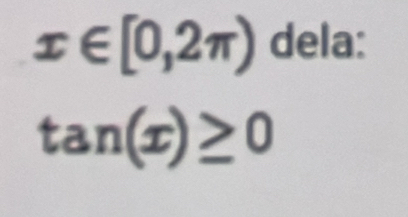 x∈ [0,2π ) dela:
tan (x)≥ 0