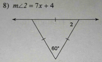 m∠ 2=7x+4