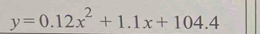 y=0.12x^2+1.1x+104.4