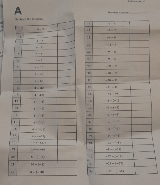 BUREKA MATH
A
Number Correct_
5