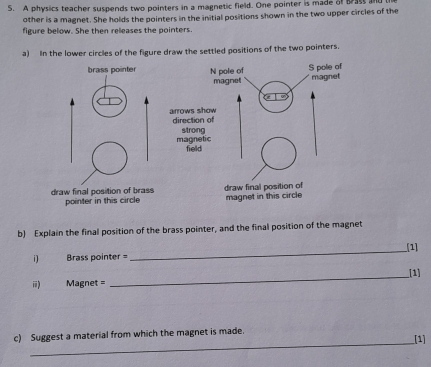 Solved: A physics teacher suspends two pointers in a magnetic field ...