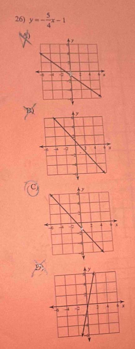 y=- 5/4 x-1
C)