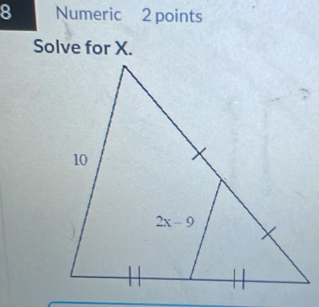 Numeric 2 points
Solve for X.