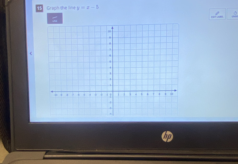 Graph the line y=x-5
EDIT LABEL. UND 
UN 
Np