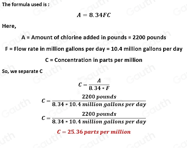 Solved: Solve. A wastewater treatment operator uses the formula A=8 ...