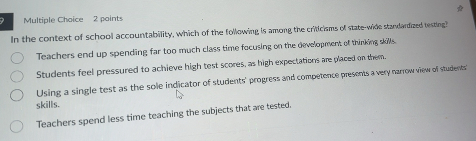Solved: In the context of school accountability, which of the following ...
