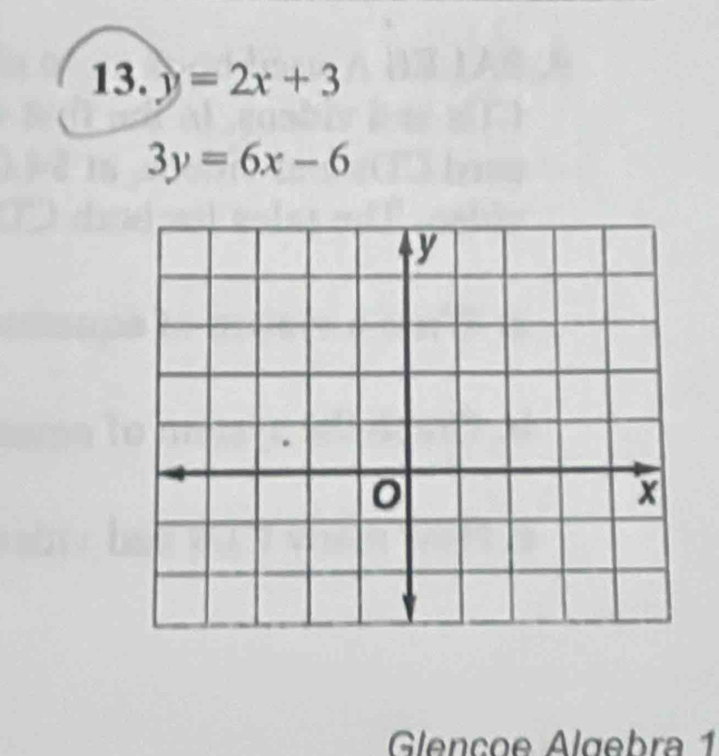 y=2x+3
3y=6x-6
Glençoe Alœebra 1