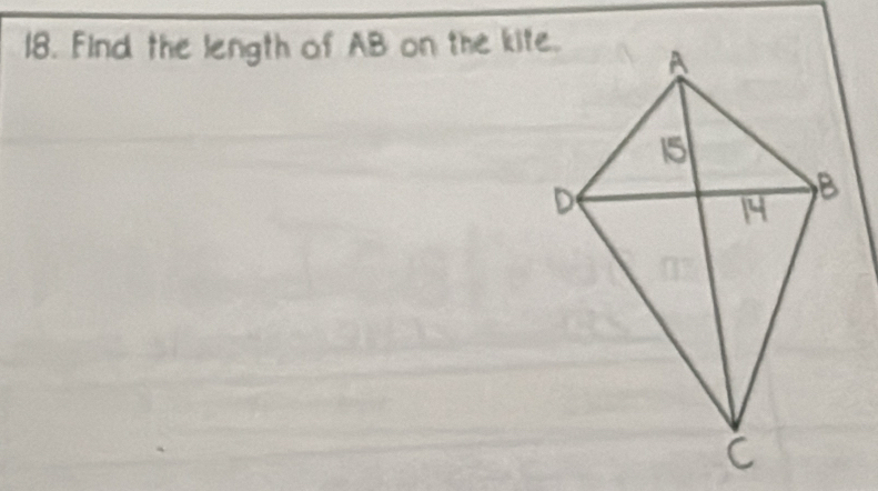 Find the length of AB on the kite.