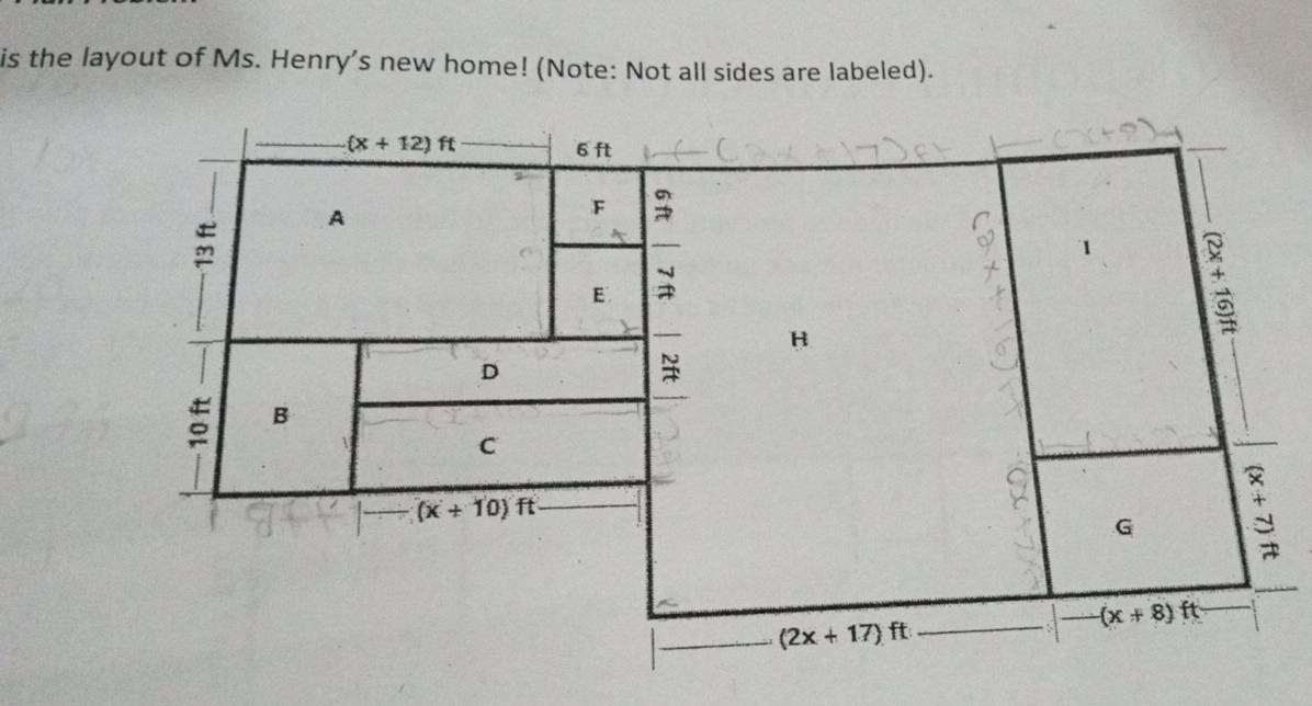 is the layout of Ms. Henry's new home! (Note: Not all sides are labeled).