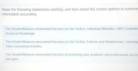 Solved: Read the following statements carefully, and then select the ...
