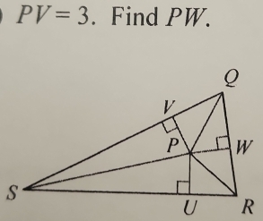 PV=3. Find PW.