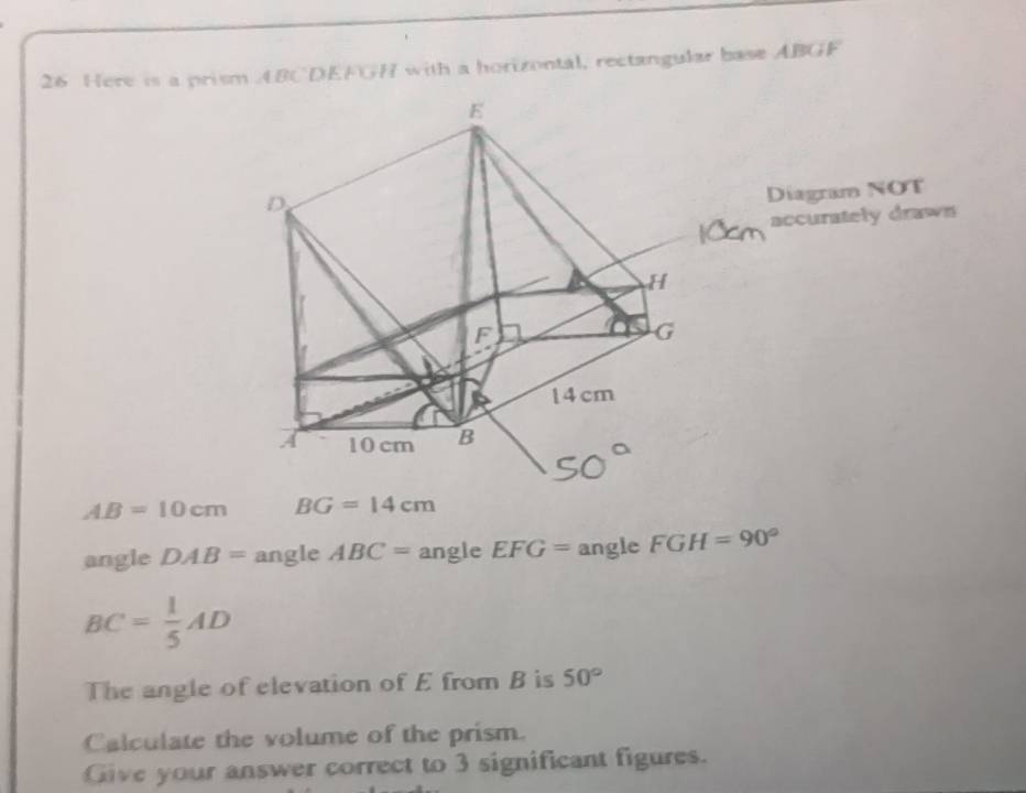 Solved: Here is a prism ABCDEFGH with a horizontal, rectangular base ...