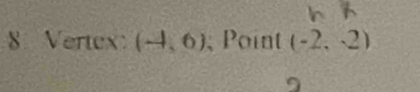 Vertex (-1,6) , Point (-2,-2)