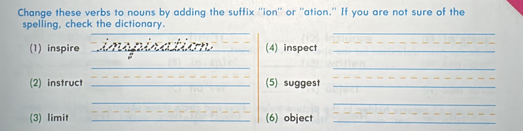 Selesai:Change these verbs to nouns by adding the suffix ''ion'' or ...