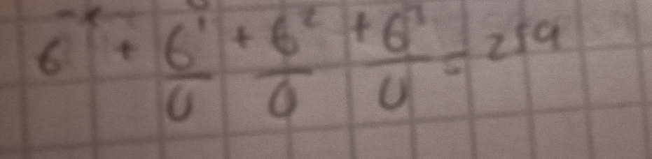 6^(-1+frac 6^1)6+frac 6(6frac 6)^(7=259)