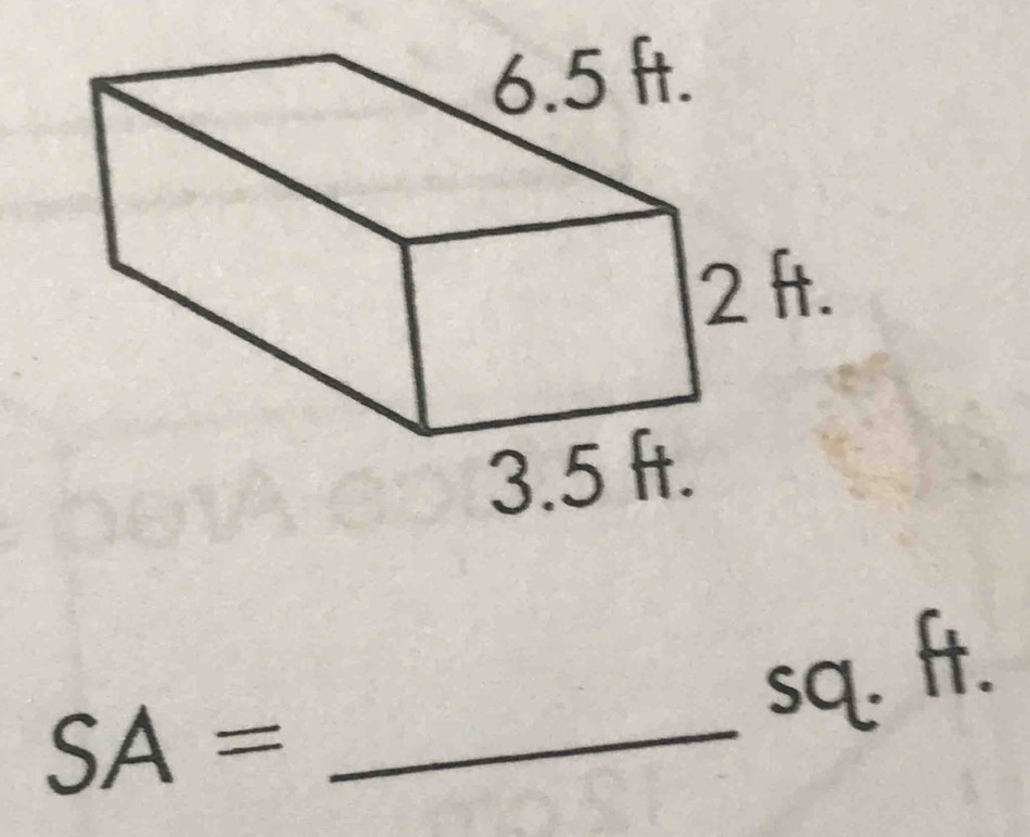 sq. ft.
SA= _