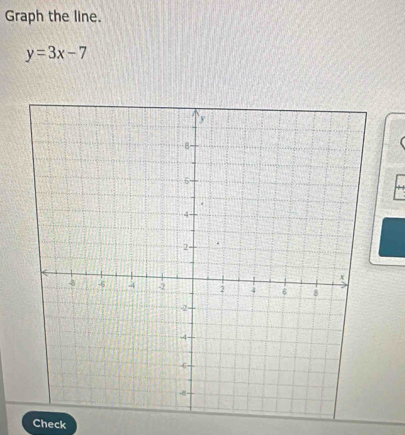 Graph the line.
y=3x-7
Check