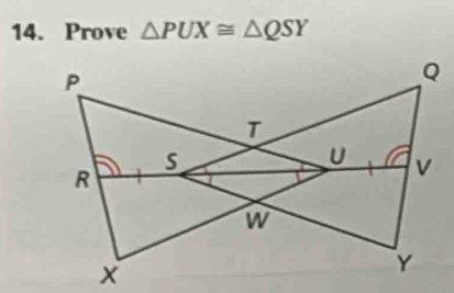 Prove △ PUX≌ △ QSY