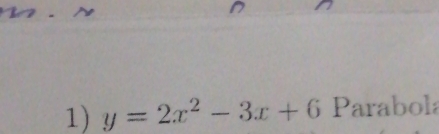 y=2x^2-3x+6 Parabola