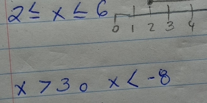 2≤ x≤ 6
2 3 4
x>30x