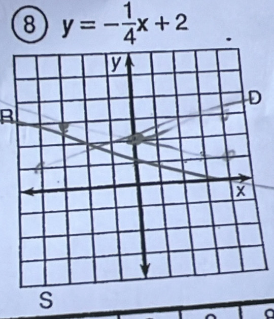 ⑧ y=- 1/4 x+2
R 
S