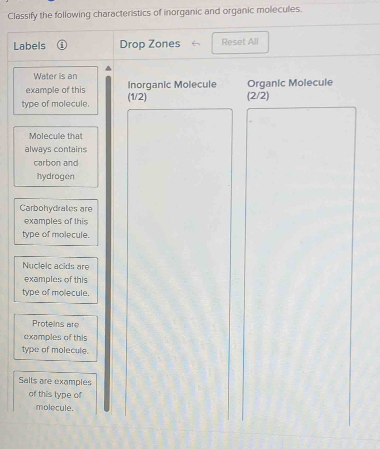 Solved: Classify the following characteristics of inorganic and organic ...