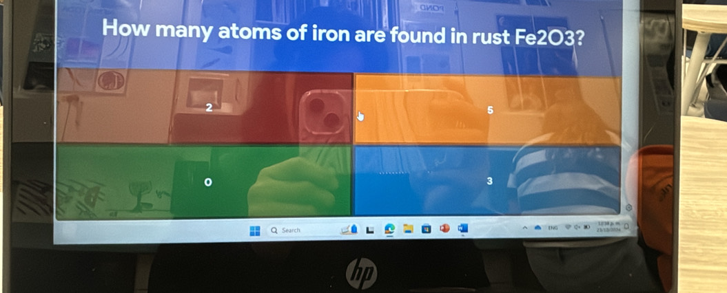 Solved: How many atoms of iron are found in rust Fe2O3? Search [Chemistry]