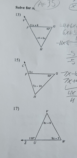 Solve for x
13)
15)
17)