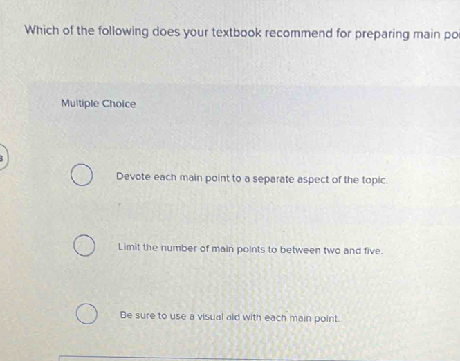 Solved: Which of the following does your textbook recommend for ...