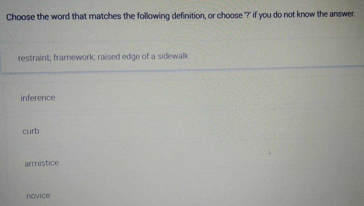 Solved: Choose the word that matches the following definition, or ...