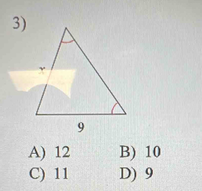 A) 12 B) 10
C) 11 D) 9