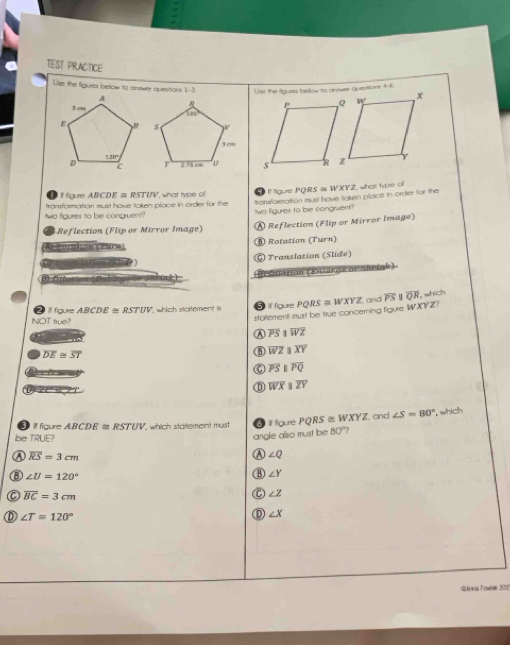 Solved: TEST PRACTICE Use the figures below to anstwer quesitions 1-3 ...