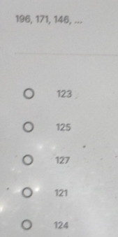 196, 171, 146, ...
123
125
127
121
124